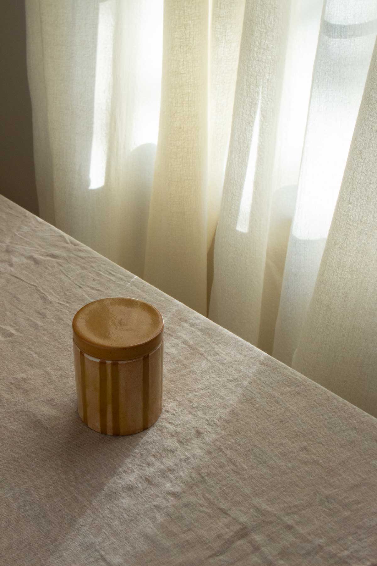 Ochre Striped Candle Jar- White Pine - Image 4